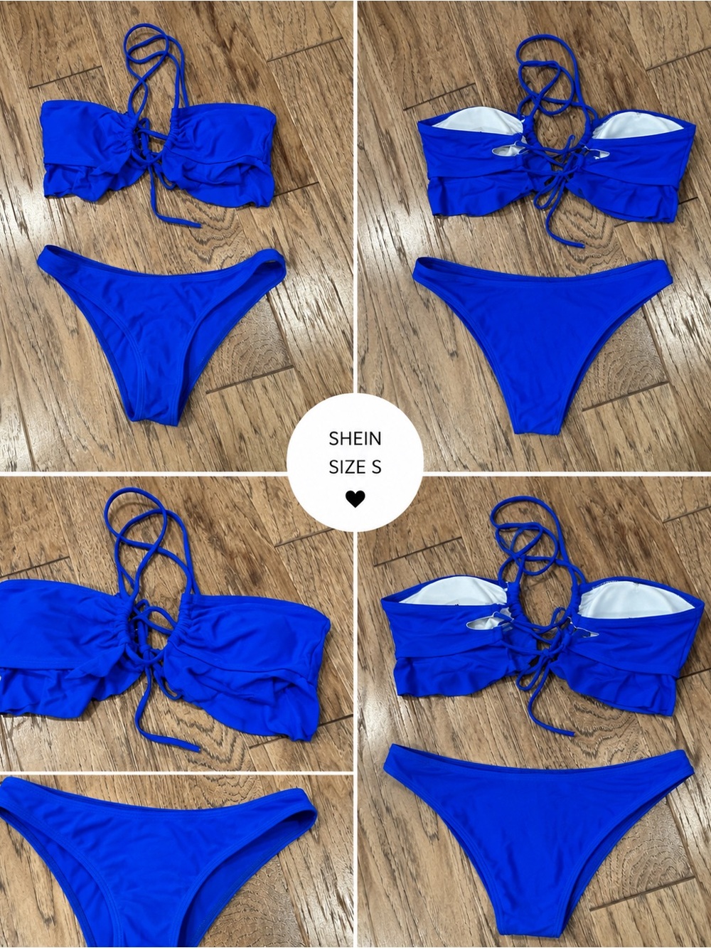 SHEIN Royal Blue Lace-Up Bandeau Bikini Set